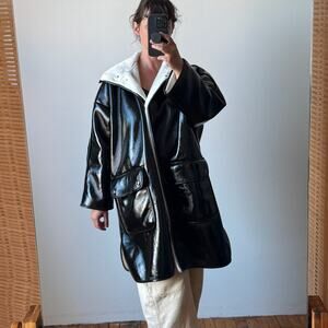 STAND STUDIO Black Vanessa Parka Oversized Lined Glossed